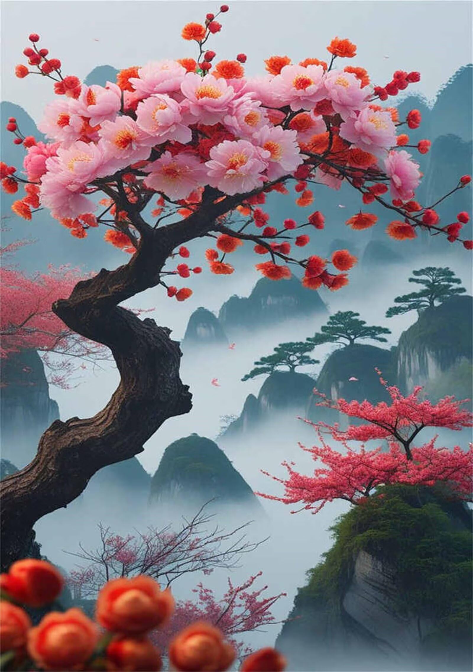 Puzzle per Adulti 1200 Pezzi Fiori Montagna Rosa​​ Puzzle Piacevole Sfida Mantiene la Concentrazione, Essere Adatto Sia ai Principianti Che ai Rompicapo Esperti 75 x 50 cm