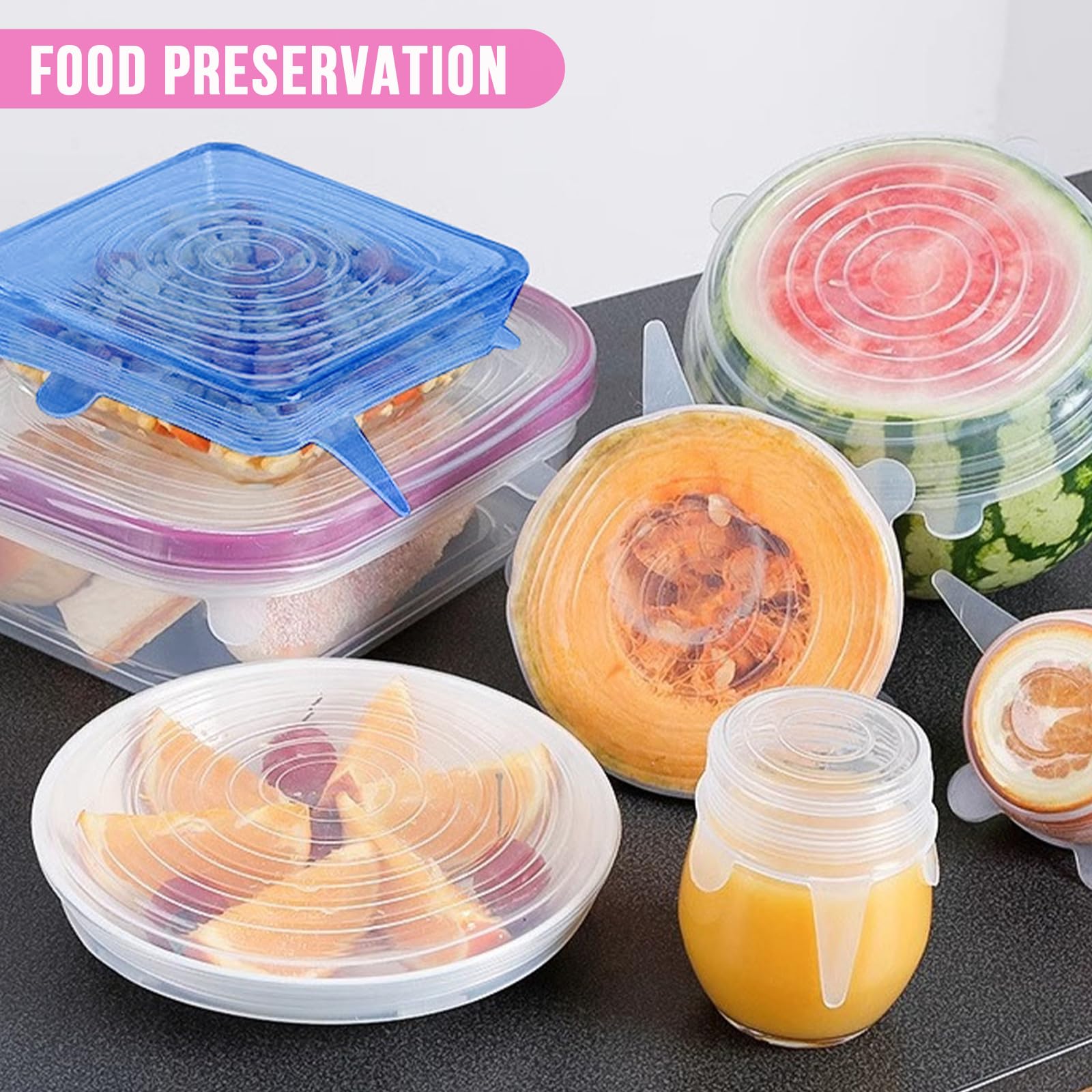 18 Pièces Couvercles Silicone Alimentaire Réutilisables - Différentes Tailles Pour Bols, Bocaux Et Assiettes