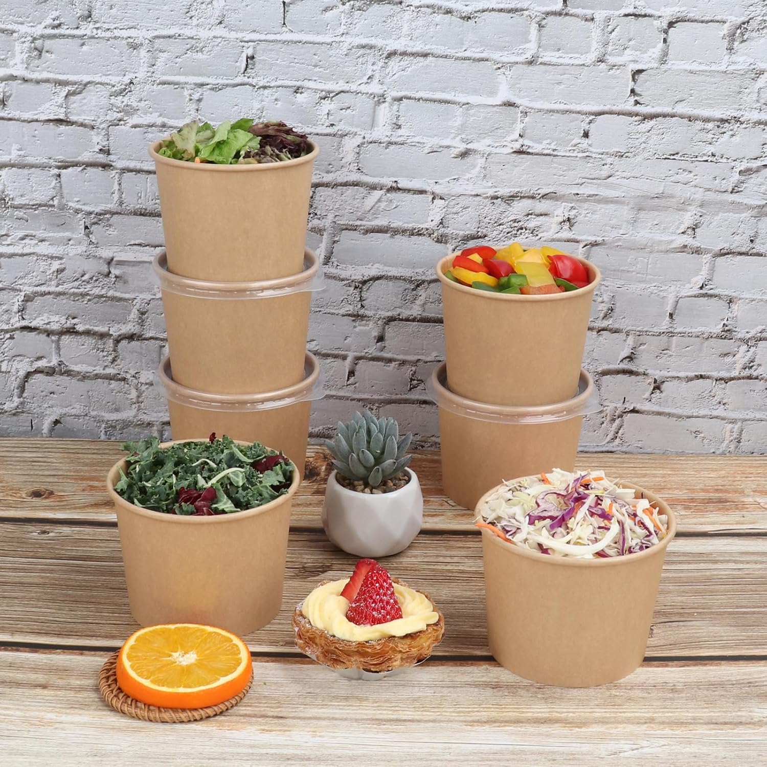 20 oz Disposable Kraft paper bowls with lids, Food containers Soup Bowls Party Supplies Treat Bowls 45 Pack - Image 4