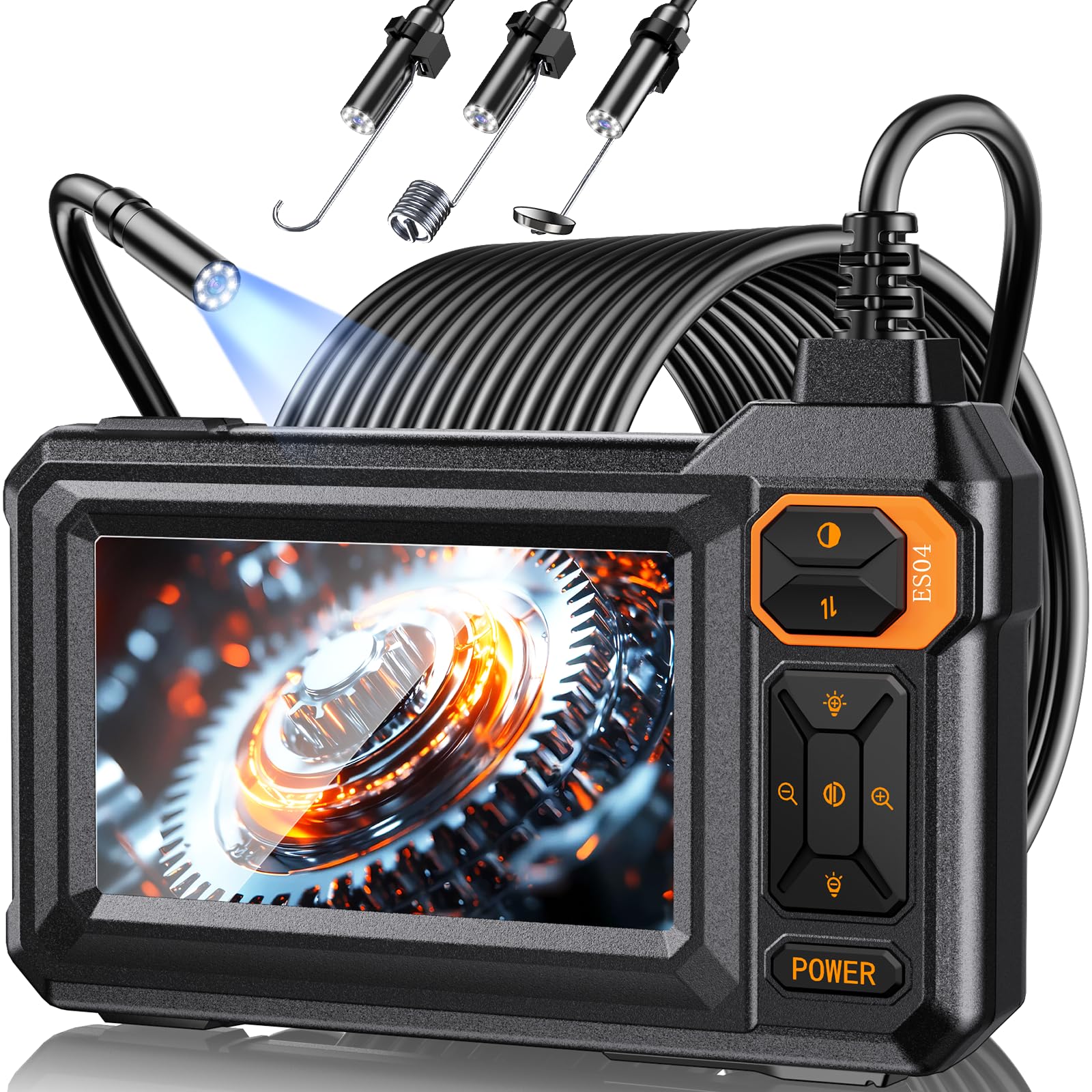 Endoscope Camera with Light 1920P HD Borescope Inspection Camera with 4 3 IPS Screen AukonVee IP67 Waterproof with