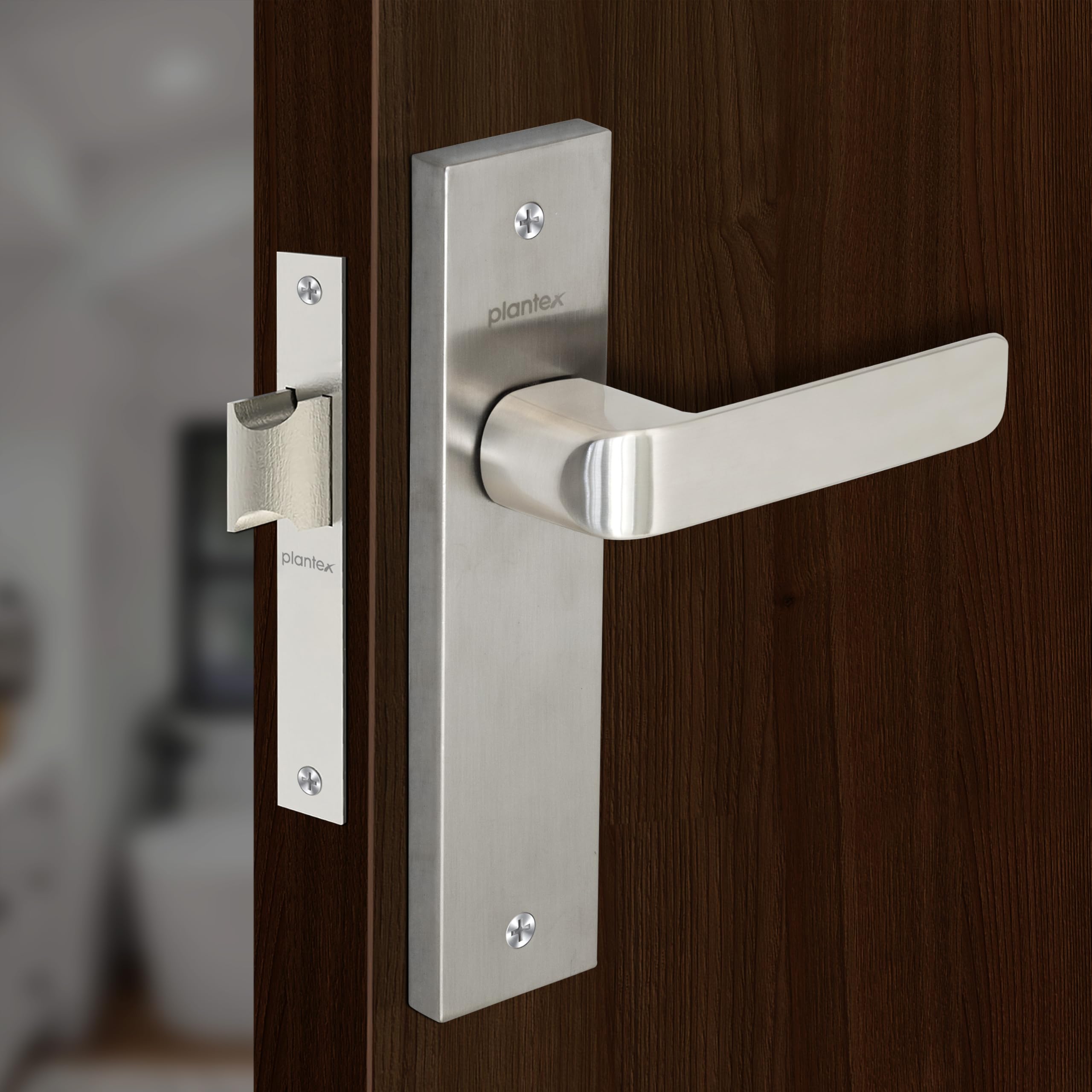 Plantex Heavy Duty Bathroom Door Lock/Mortise 8inch Keyless Plate Handle Set for Home/Bathroom/Store Room/Balcony/Office with Baby Latch (8110, Matt) 4