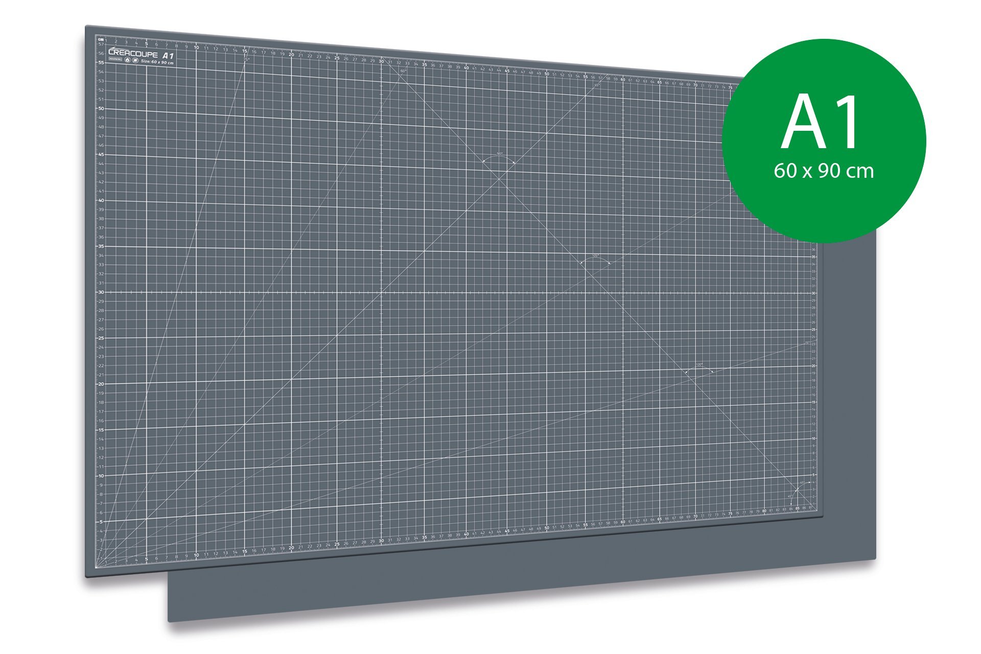 Tapis de découpe auto-cicatrisant GRIS 90x60cm (A1), gradué en CM, surface matte antidérapante - planche de découpe pour couture,patchwork,cutter rotatif