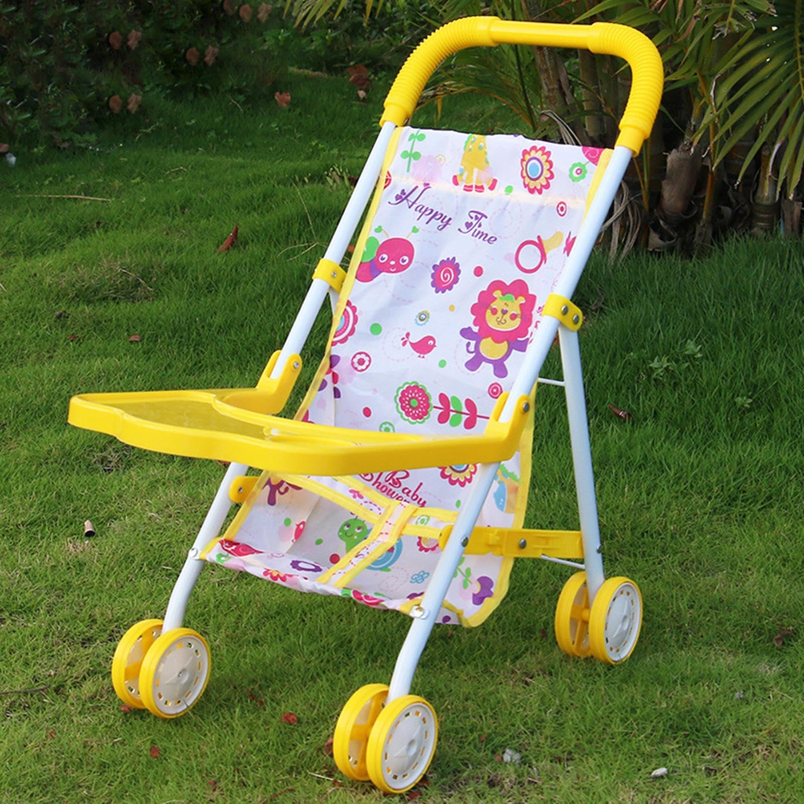 Puppenwagen, Spielzeug Kinderwagen, Lernspielzeug, Puppenwagen mit Rädern für Partys, Geburtstage, Spaziergänge Und, Gelb