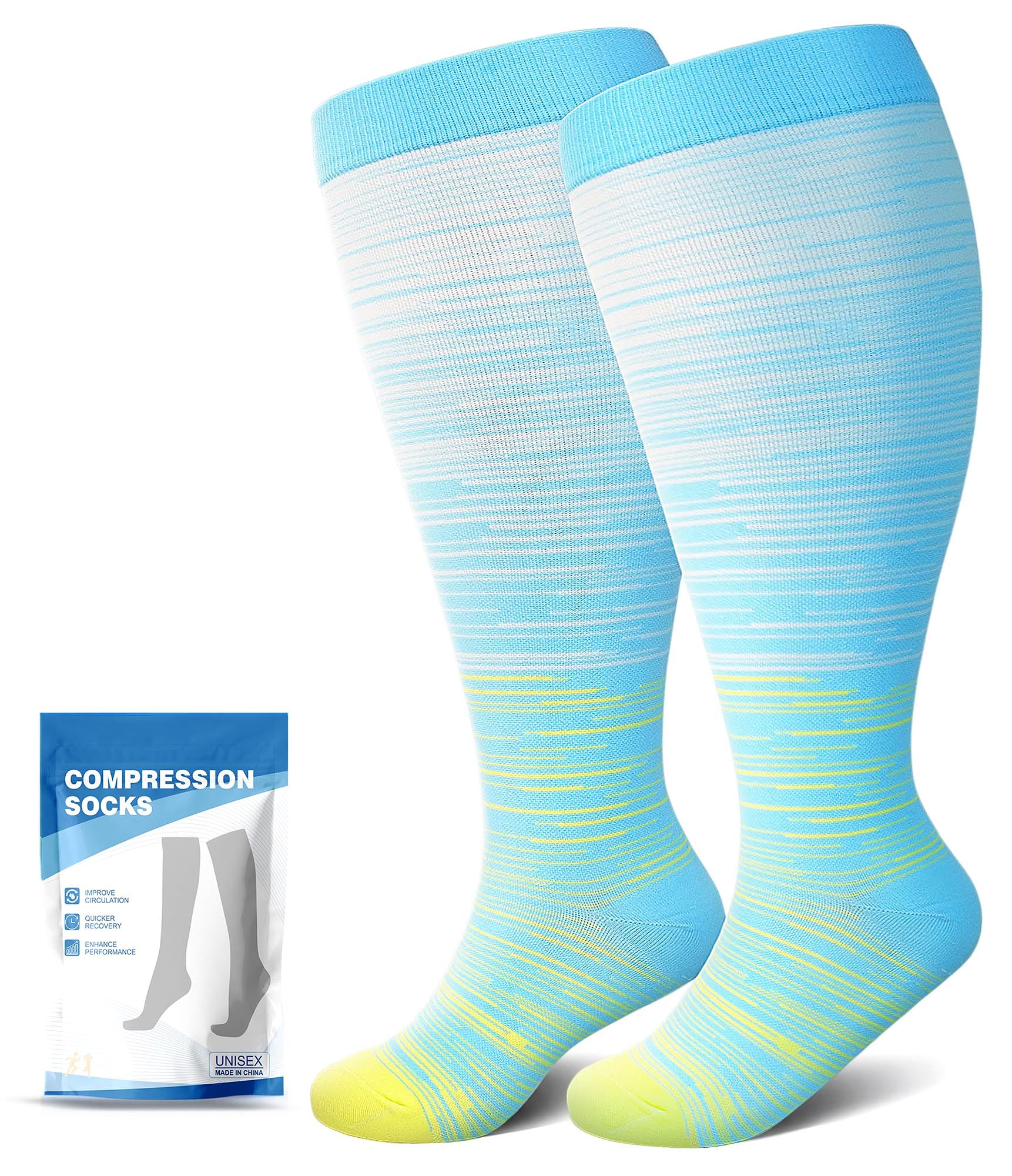 Plus Size Compression Socks: Wide Calf for Women Men 20-30 mmHg