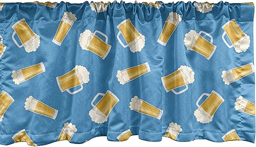 Miniatura 62 de Lunarable Cenefa de ventana abstracta contemporánea, líneas irregulares monocromáticas y nodos patrón curvilíneo, cenefa de cortina para decoración