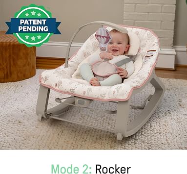 Ingenuity Keep Cozy 3-in-1 Grow with Me Vibrating Baby Bouncer, Seat & Toddler Rocker, Vibration & Toy Bar, 0-30 Months, Up to 40 lbs Sky