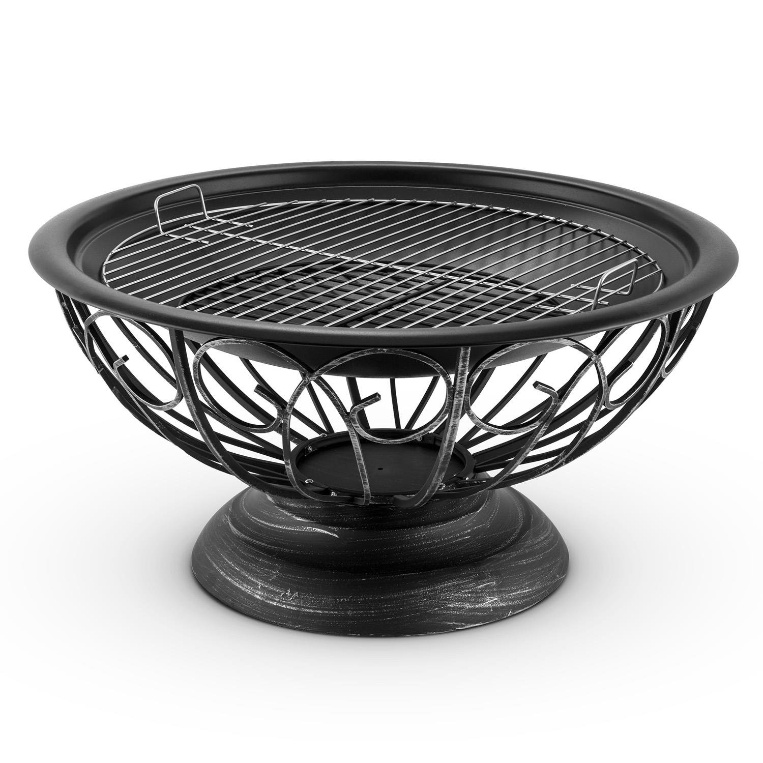 Blumfeldt Brasero de Jardin 75 cm Foyer Large Grille 60 cm Barbecue Tulip Noir