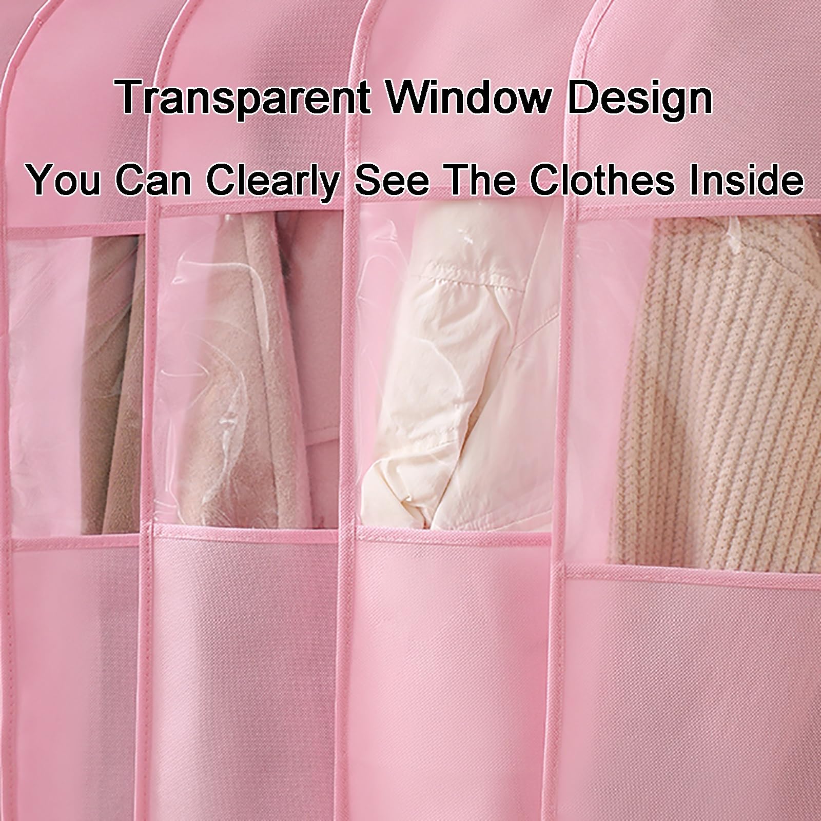 Funda Ropa para Colgar con Cremallera Lateral, Paquete de 4 Funda Abrigos con Ventana Transparente para Abrigos, Chaquetas, Camisas(60 * 130CM/24 * 51IN)