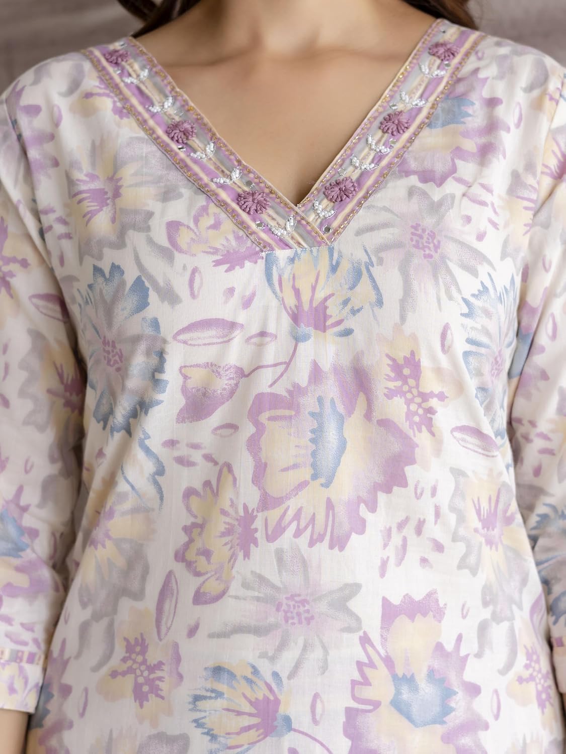 TRENDMALLS Women’s Pure Cotton Abstract Floral Print Kurta Pant with Dupatta Set