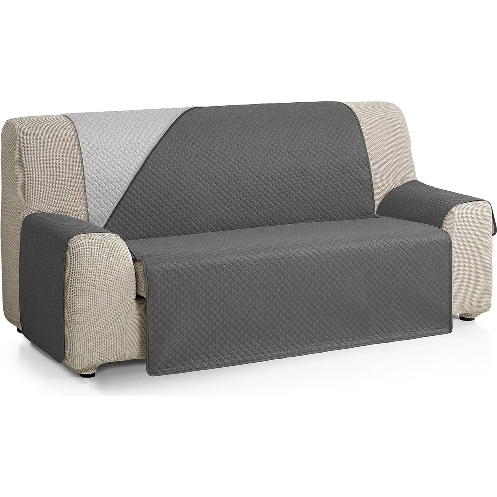 ECOMMERC3 | wendbarer Sofabezug für 2-Sitzer-Sofa, extra weich und maximaler Anschluss, Grau/Anthrazit