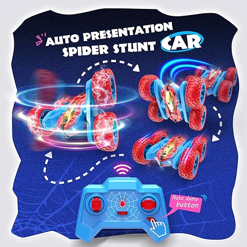 Miniatura 4 de Auto RC para niños de 3, 4, 5, 6, 7, 8, 9, 10, automóvil de control remoto de araña, giro de 360, 4WD, rápido acrobacia, auto RC con headligh,