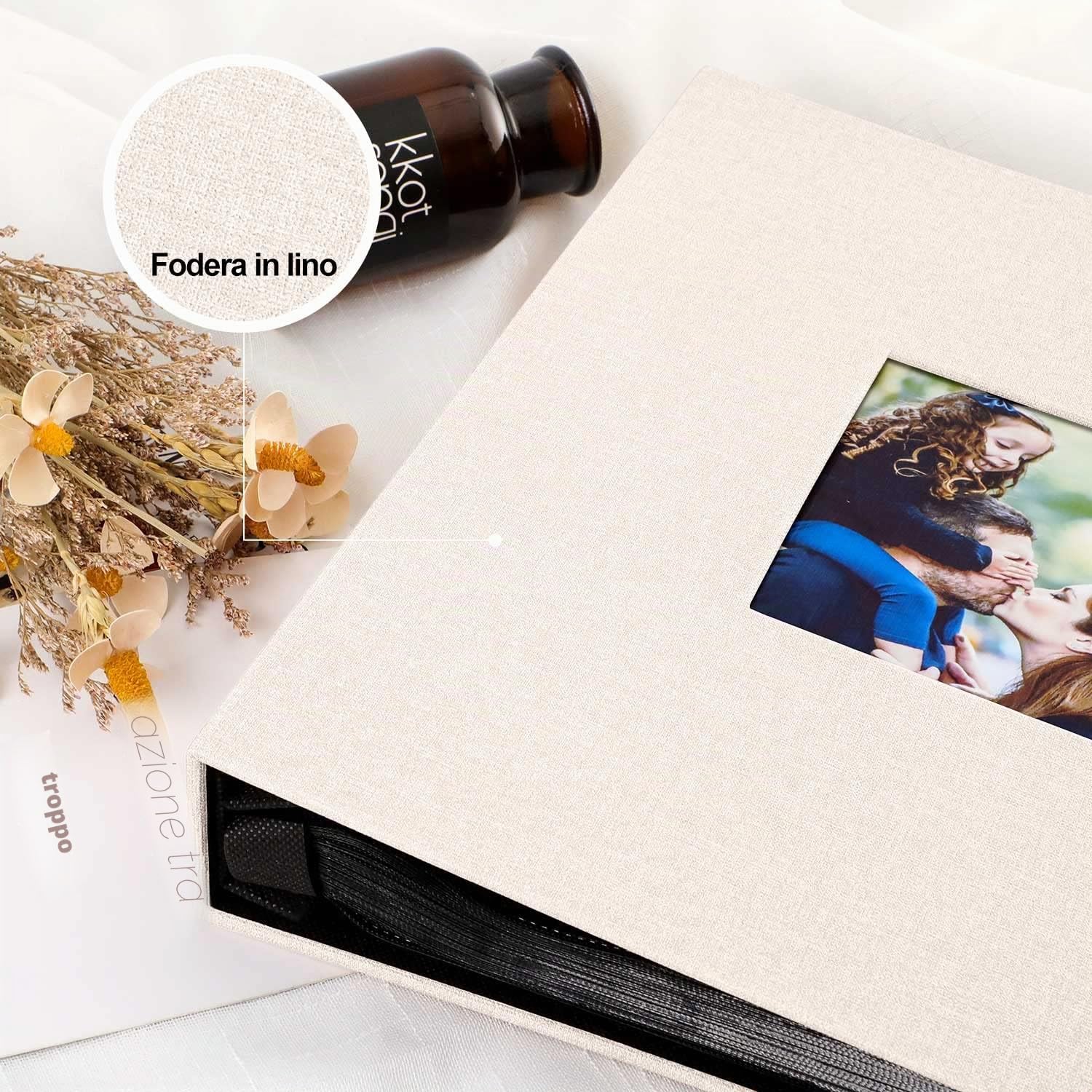 Lanpn Album Fotografico 10x15 600 Tasche, Biancheria Album Foto Portafoto Verticale Orizzontali 10x15cm Tascabile Tasca Beige