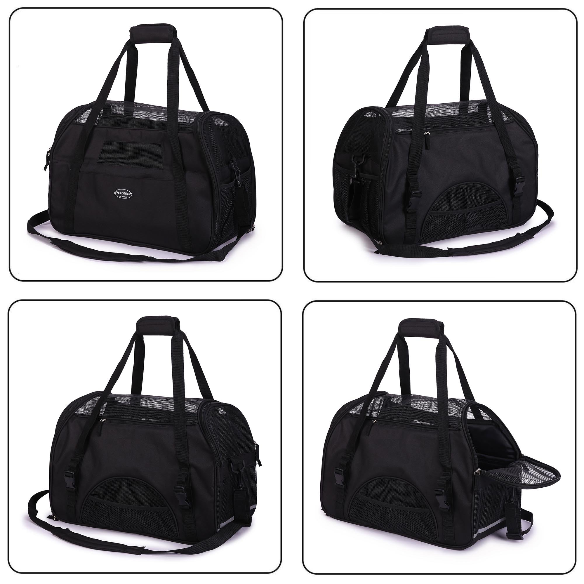 transporttas voor huisdieren voor honden & katten Comfort airline goedgekeurde reisetote zacht-zijdig tas met Mat, m, zwart