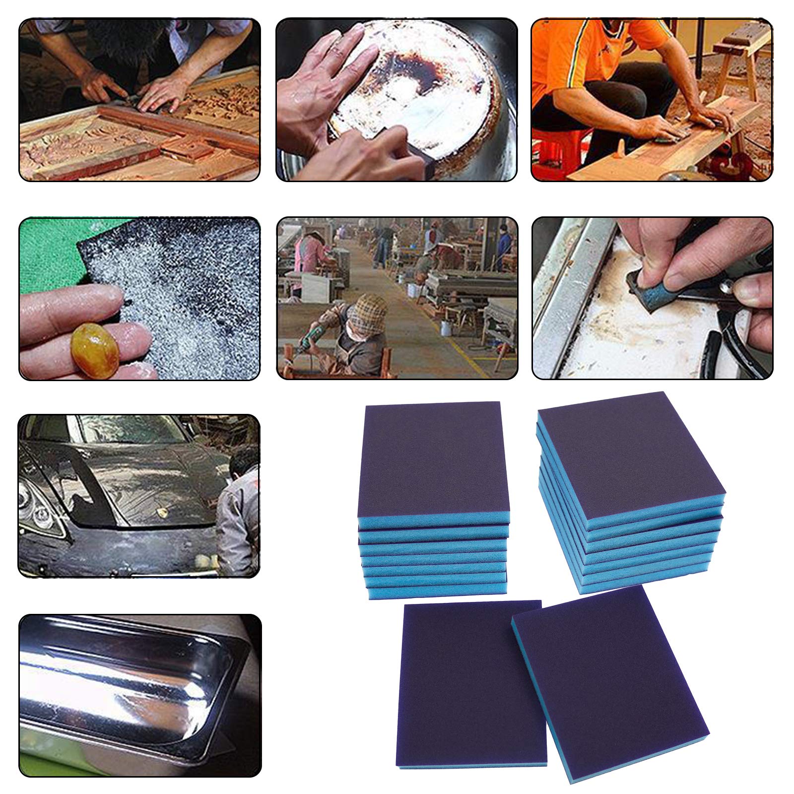 4 Blocchi Spugna Abrasiva Grana 800-1000 - 100x70x25mm, Per Levigatura A Umido E Secco - Foto 8