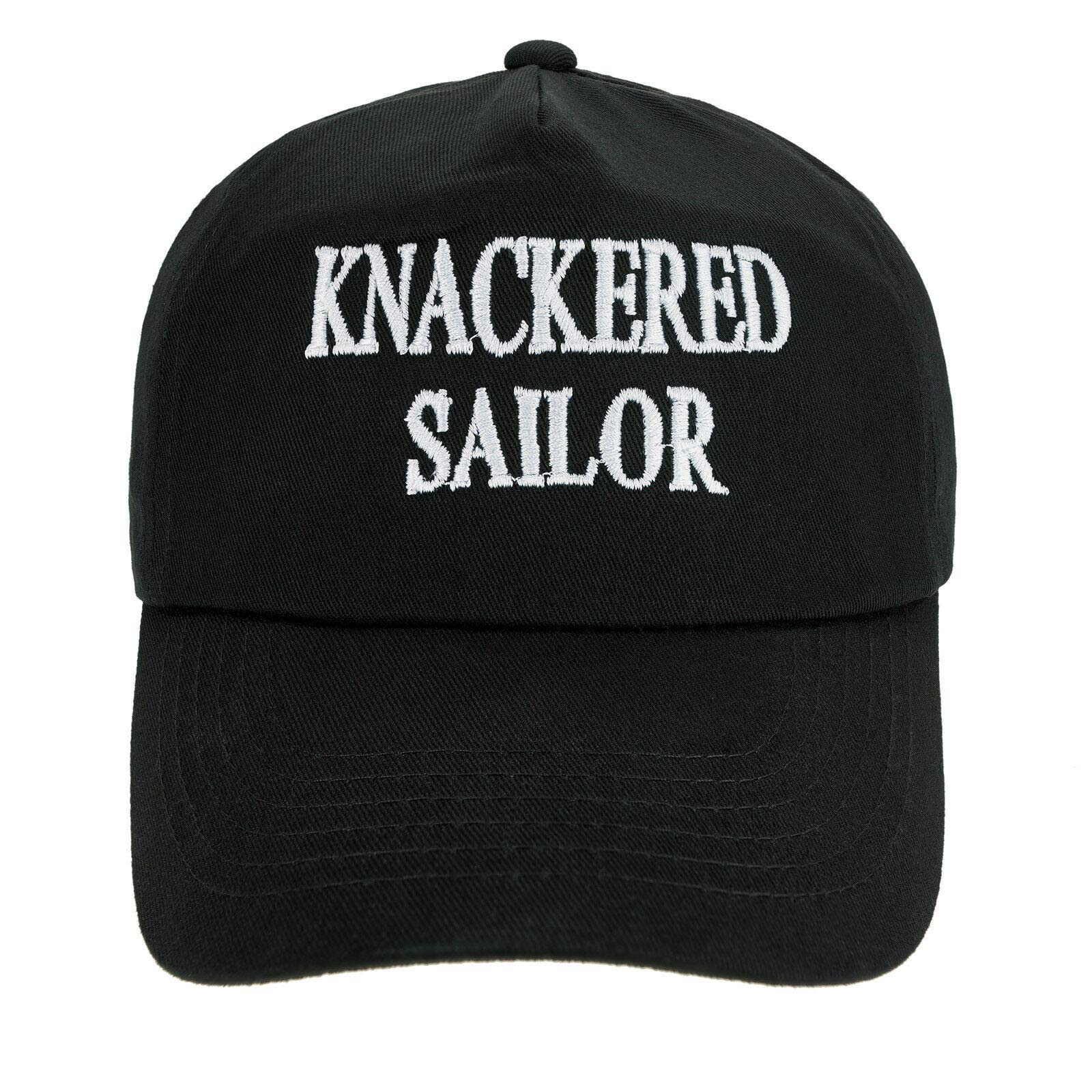 4sold Boys Mens Women 100% Cotton Captain Yachting Baseball Cap Inscription Lettering Sun Summer Hat Black White - Knackered Sailor,Adult