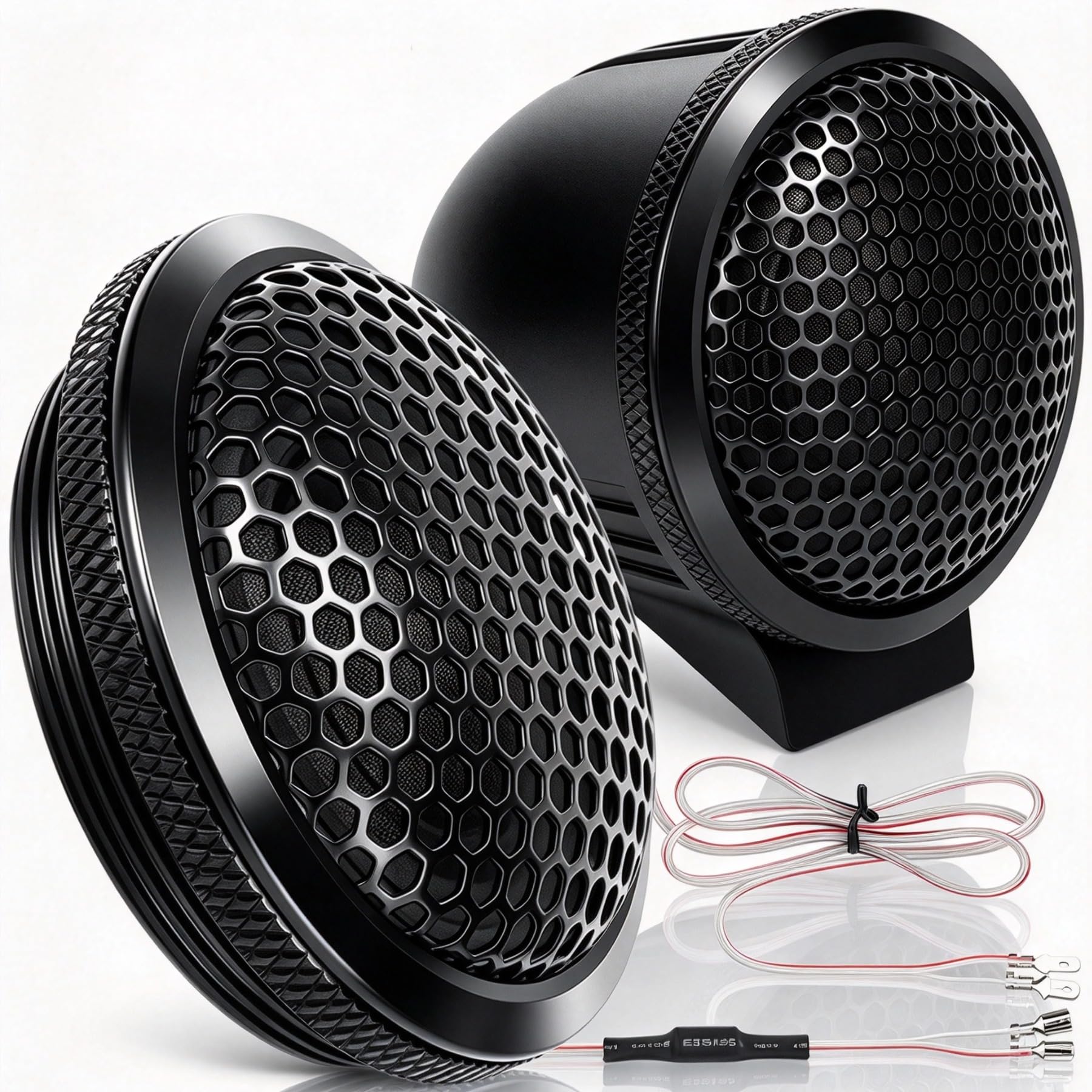 Upgraded 1-Inch Car Tweeters – 240W Neodymium Silk Dome High-Frequency Super Tweeters with Built-in Crossover &amp; Bass Blocker – 4-Ohm, Flush/Surface Mount Kit for Crisp Highs – Easy Install Black