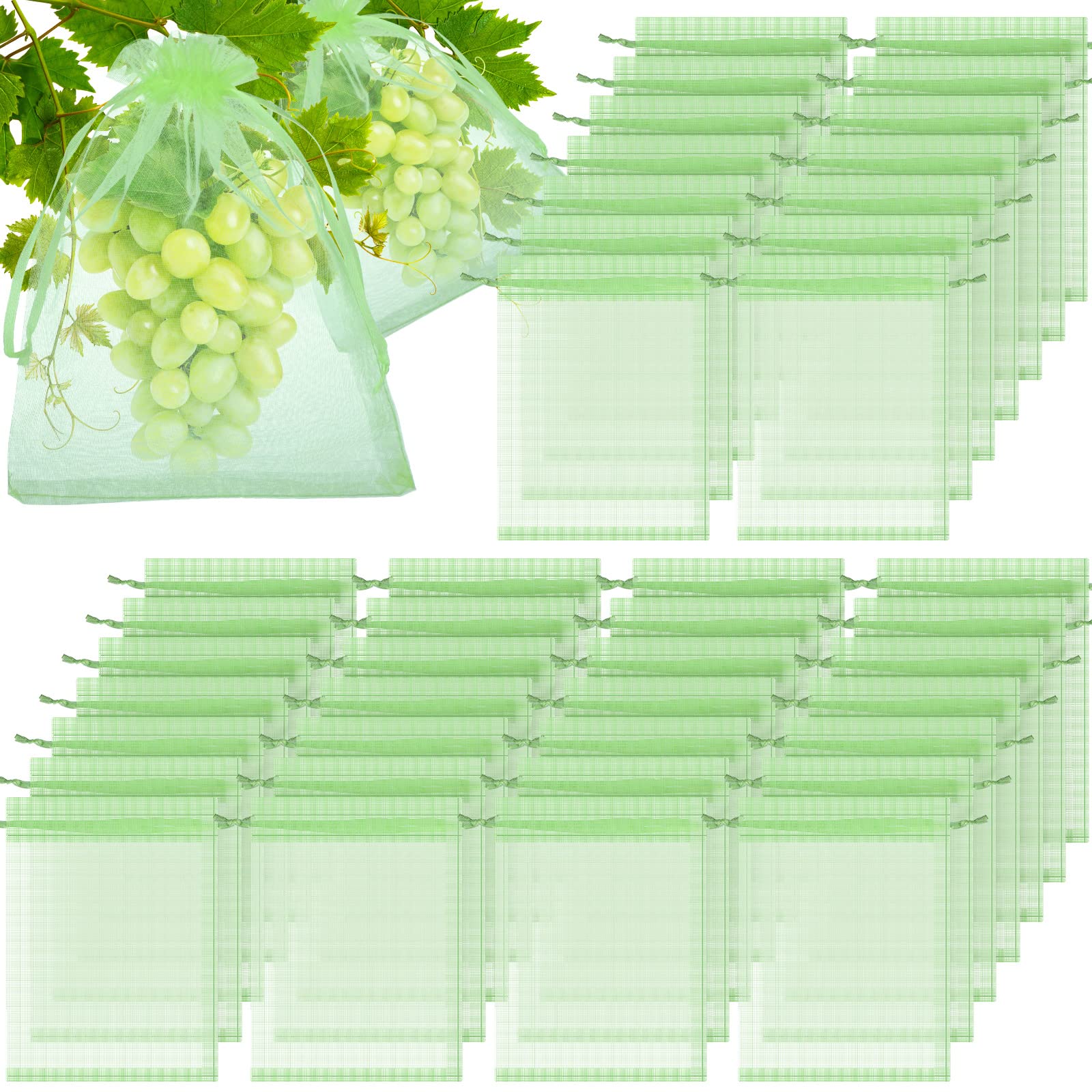200 Pcs Fruit Protection Bags - Netting Bags with Drawstring for Fruit & Vegetable Protection (Green, 8 x 12 Inch)