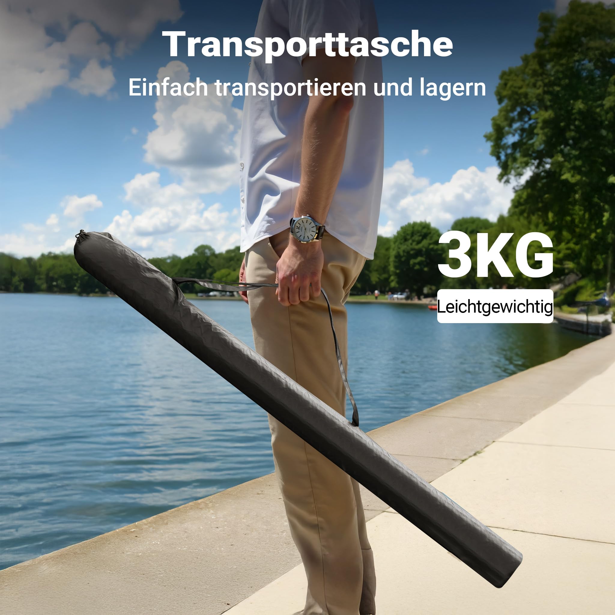 Wiltec Angelschirm 250cm mit Seitenwand und zwei Sichtfenstern Schirmzelt als Windschutz beim Angeln Regenschirm Angel Schirm Zelt Sonnenschirm