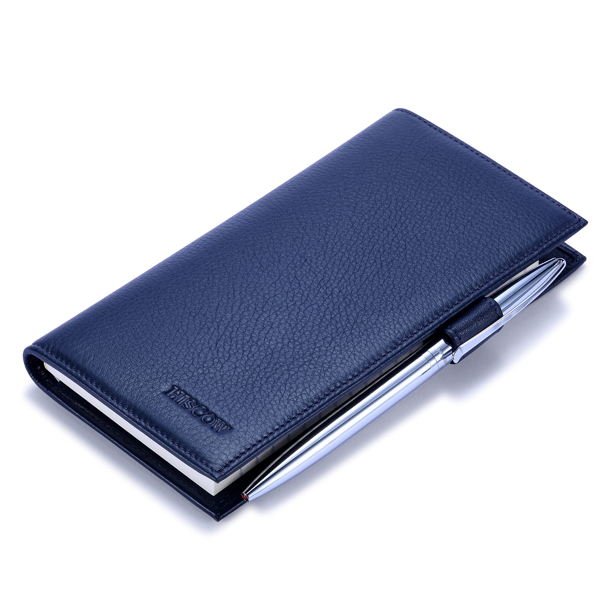 HISCOW Leather Checkbook Cover for Duplicate Checks with Pen Holder