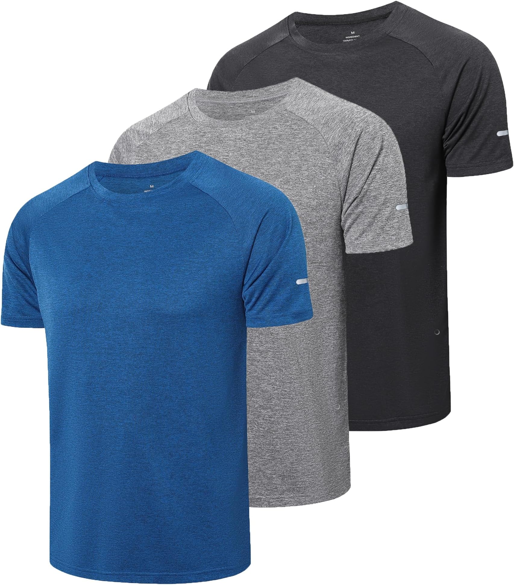 Gaiatiger 3 Pack Mens T-Shirts Quick Dry Short Sleeve Tops Moisture Wicking Active Athletic Running Work Shirts