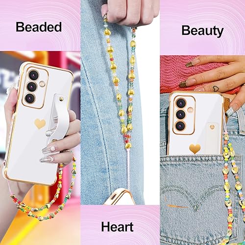 Miniatura 5 de Likiyami Funda 3 en 1 para Samsung Galaxy A13 5G con diseño de corazón para mujeres y niñas, bonita estética femenina de lujo, bonita con soporte de