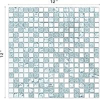 Vista 9 de 5 hojas de azulejos de mosaico de espejo plano cuadrado plateado para salpicaduras de cocina y pared de baño