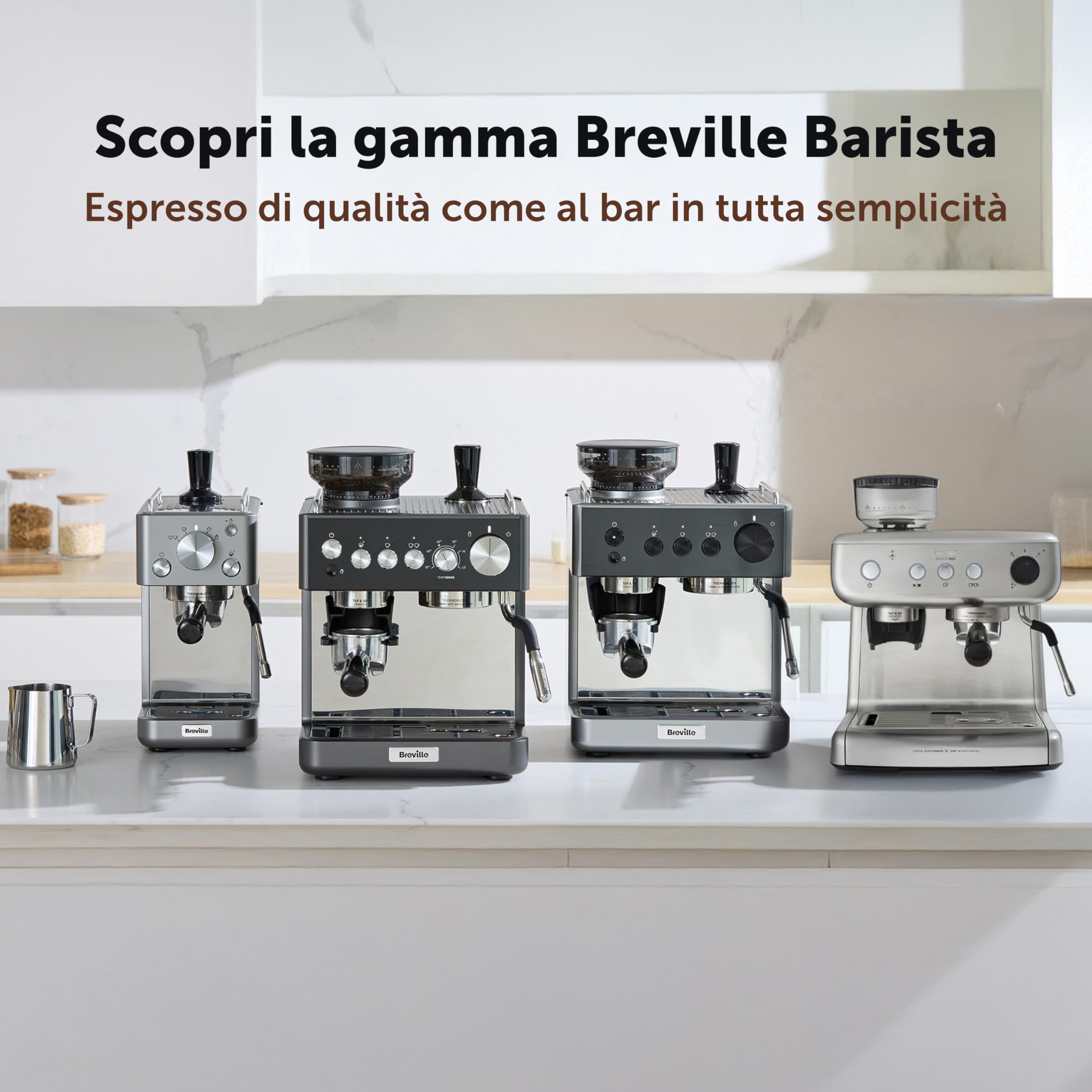 Breville Barista Sense Macchina per caffè espresso | Macchina da caffè con macinacaffè integrato e montalatte | Lancia vapore TempSense | Pompa italiana da 15 bar | Nero [VCF187X]