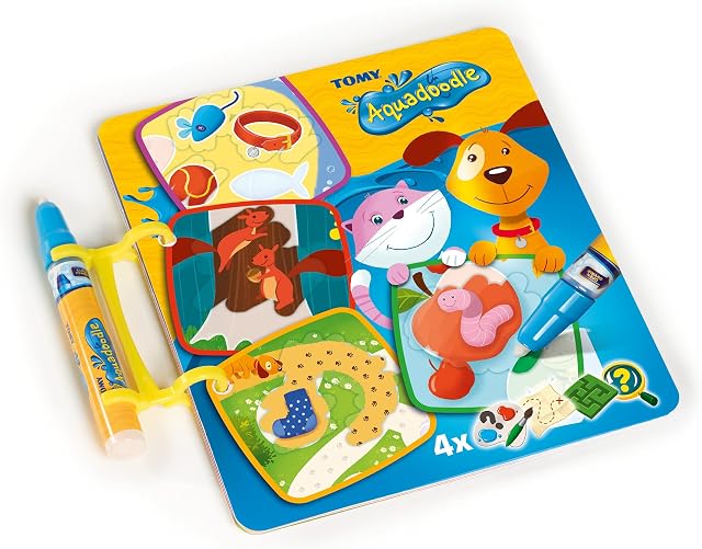 Aquadoodle E73266 Activity Book, Official Tomy No Mess Colouring & Drawing Game, Water Drawing Game & Book, Magic Pen, Suitable for Toddlers and Children from 18 Months+