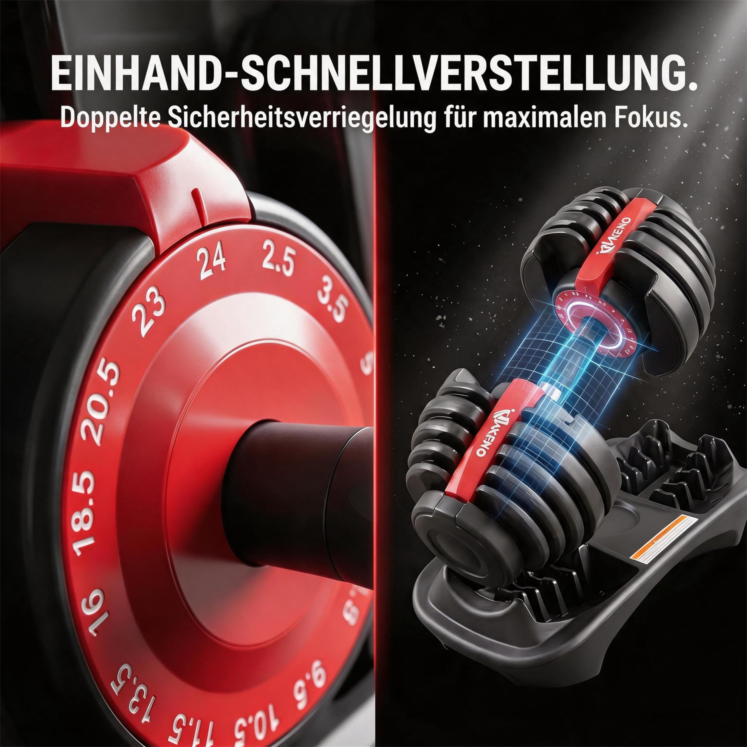 HAKENO 2x24kg/40kg Verstellbare Hanteln 15 in 1 Hantelset Einstellbare Platzsparende Hanteln, Kraftraining und Heimtraining Variable Gewichte platzsparend（24-40kg）