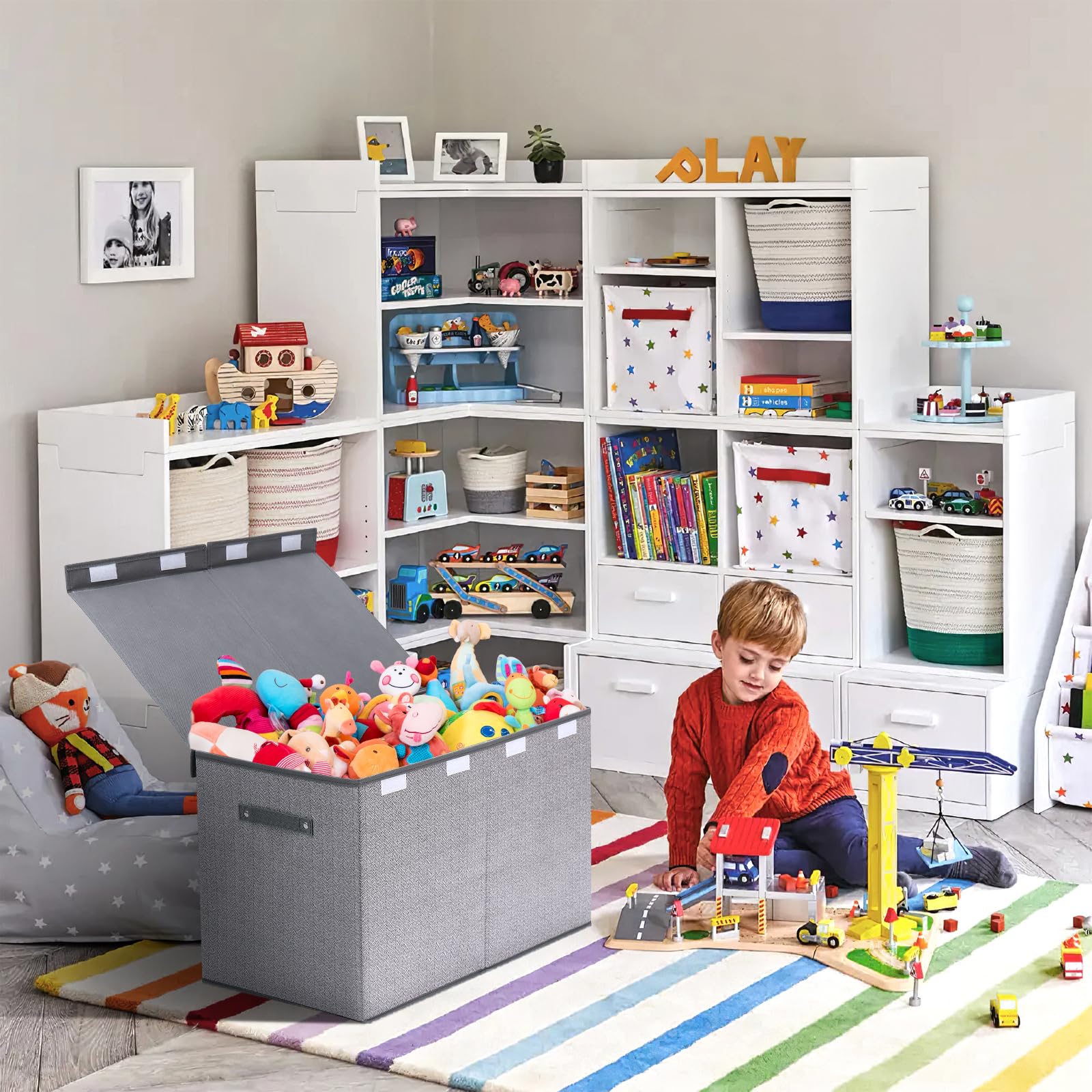 Boîte De Rangement Avec Roues 83L Pliable Pour Jouets Et Vêtements - Gris