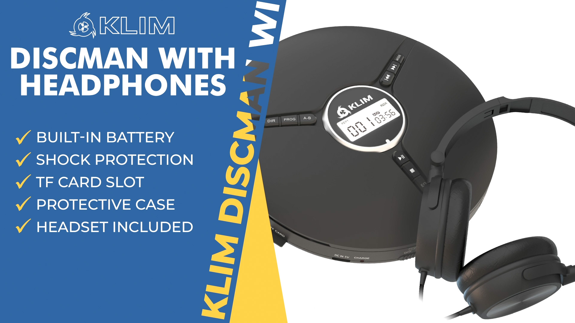 Amazon.com: KLIM Discman Portable CD Player with Headphones, Built