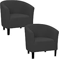 Vista 16 de Easy-Going Funda elástica para sillón de club de 1 pieza, funda para sofá de bañera de barril, protector de muebles, funda de sofá jacquard, marrón