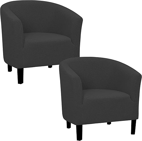 Easy-Going Funda elástica para sillón de club, 2 piezas, funda protectora de muebles jacquard (gris oscuro, paquete de 2)