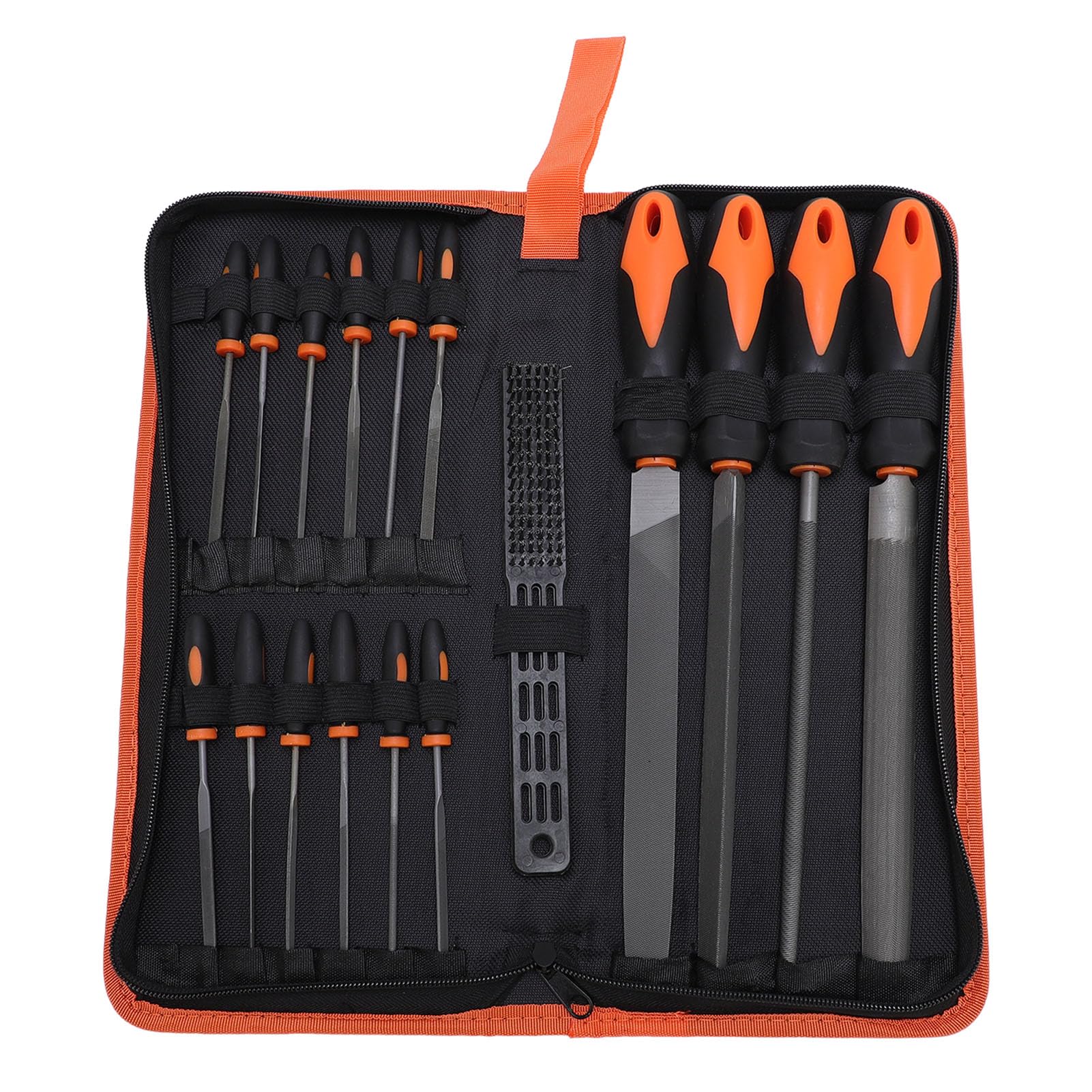 17 Pcs Professional Files Tool Set, 4 Full Length 12.3 Inch Machinist Files and 12 Metal Needle Files, for Precise Grinding, Shaping