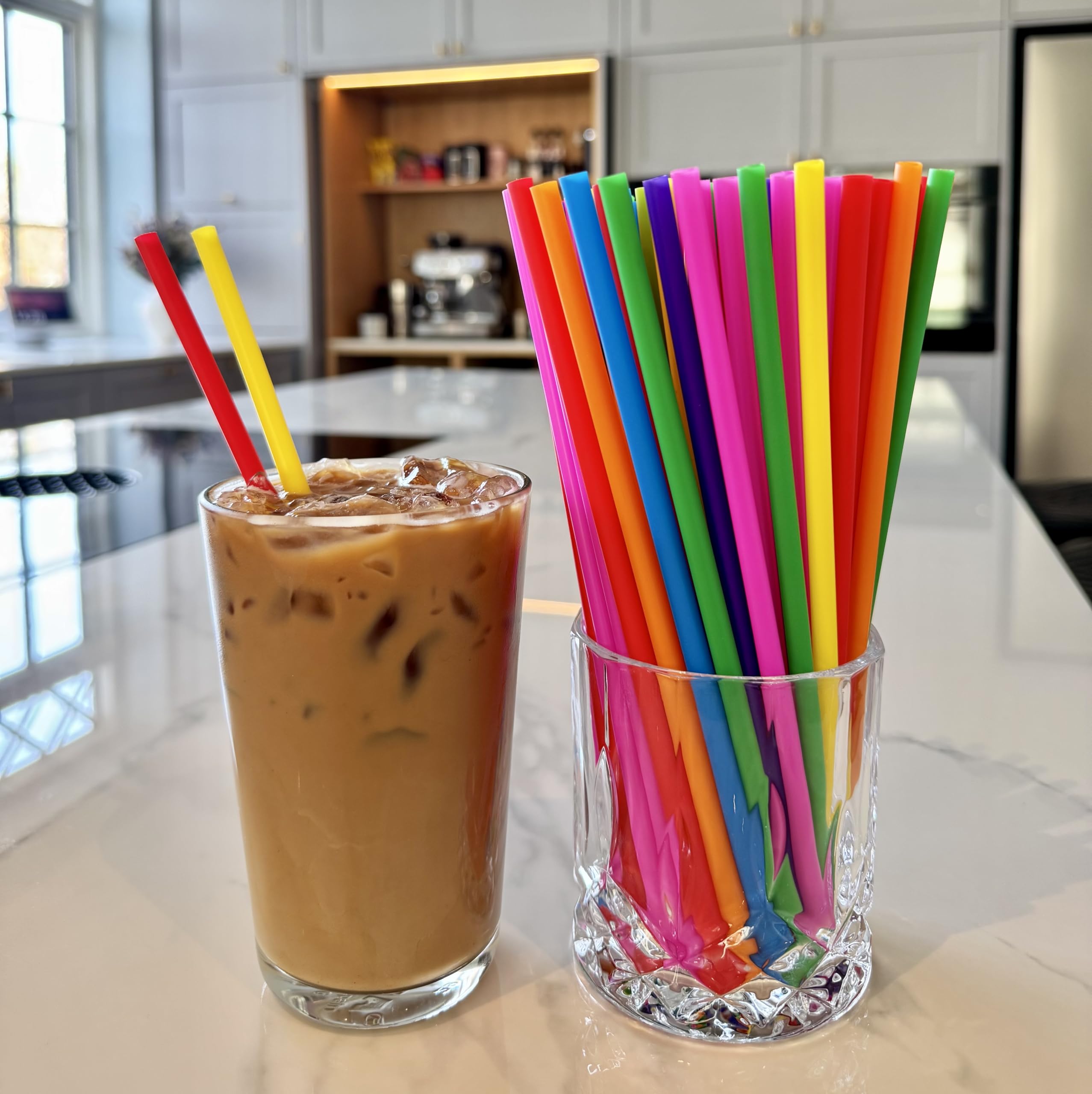 Pailles Réutilisables Colorées 21 cm 6 mm pour Cocktails Lait Jus Thé