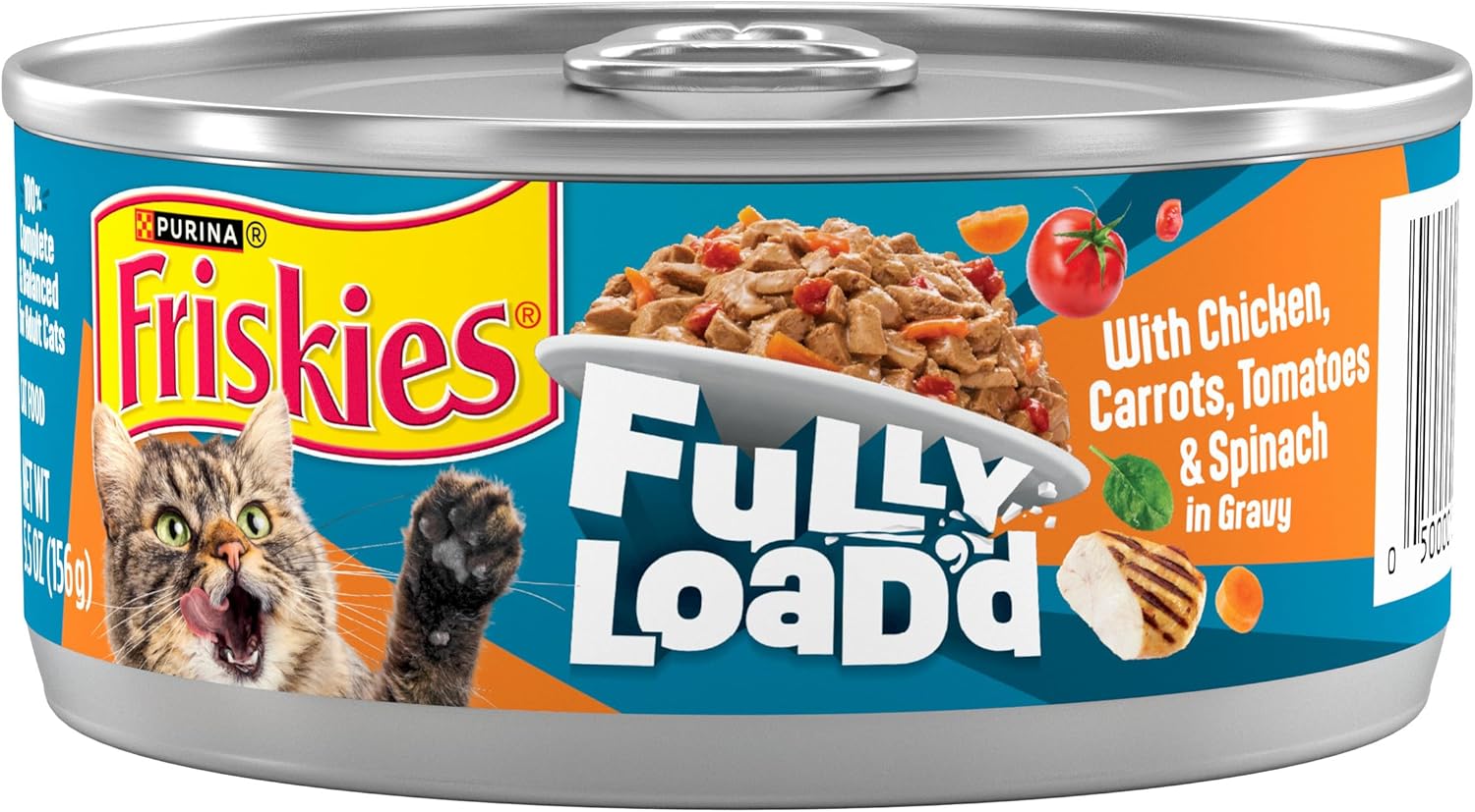 Purina Friskies Fully Load’d Wet Food for Cats with Chicken, Carrots, Tomatoes and Spinach in Gravy - 5.5 Ounce (Pack of 24)