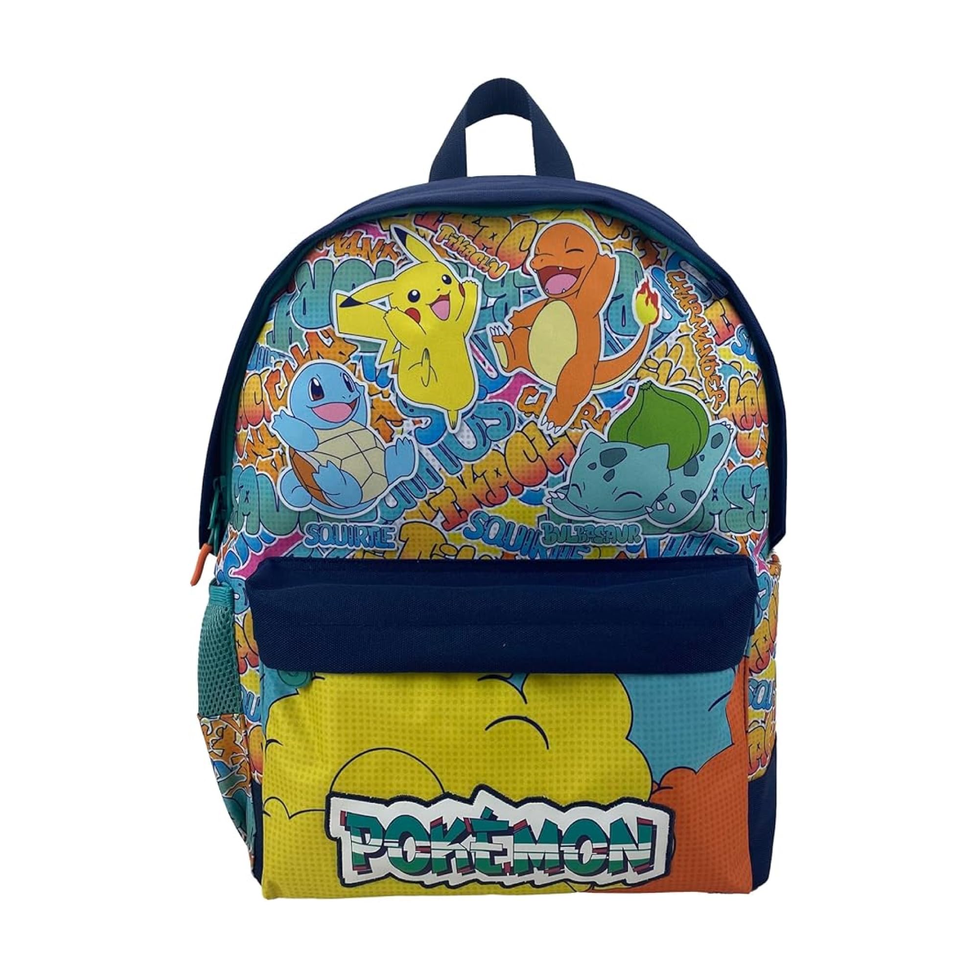 CYPBRANDS CyP Brands- Pokémon- Mochila, Mochila escolar, Adaptable a carro, Material Escolar, Backpack, Pikachu, Bulbasaur, Charmander, Squirtle, Multicolor, Producto Oficial
