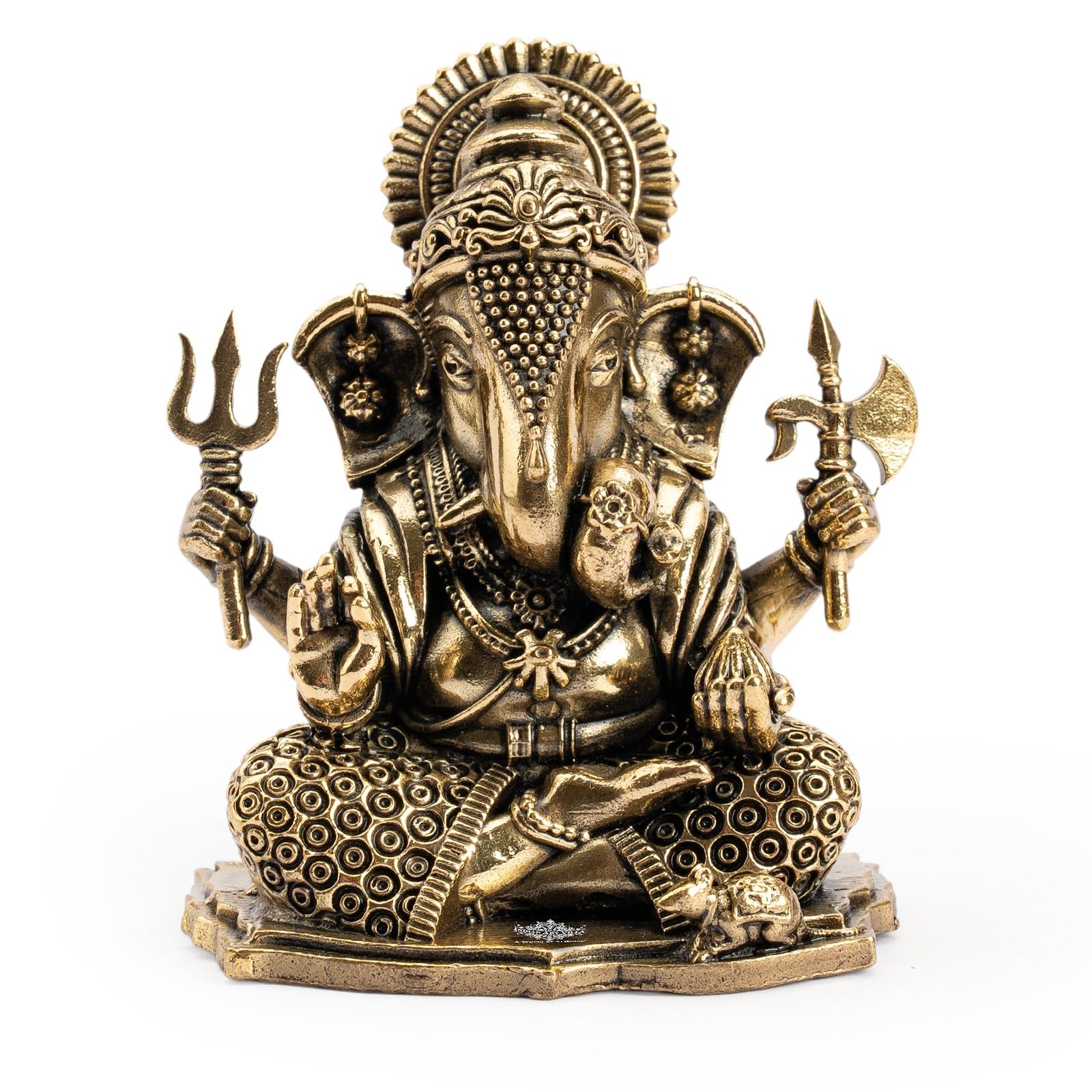 INDIAN ART VILLA Brass Ganesha Idol, 2 Inch Ganesh Ji Murti for Pooja Room, Meditation, Office & Car Dashboard, Spiritual Vastu Showpiece & Ideal Gift for Diwali, Ganesh Chaturthi & Weddings-image-10