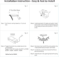 Vista 6 de Iluminación LED empotrable prémium de 4 pulgadas, 5 CCT, ajustable, regulable, empotrable, lámpara de techo con caja de conexiones, 2700-5000K, 9W