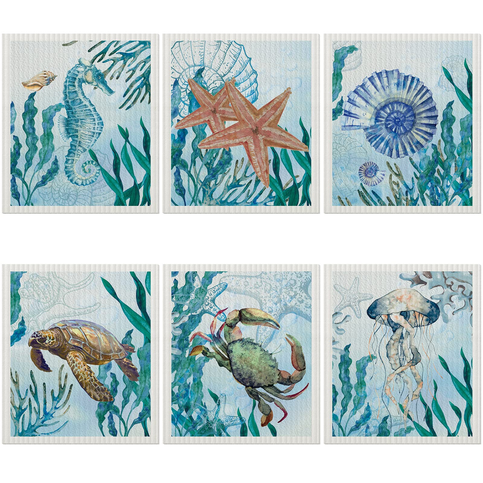 Remagr 6 Pcs Swedish Kitchen Dish Towels Kitchen Cloths Reusable Sponge Cleaning Cloths Absorbent Dish Cloth Quick Drying Washable Cleaning Wipes No