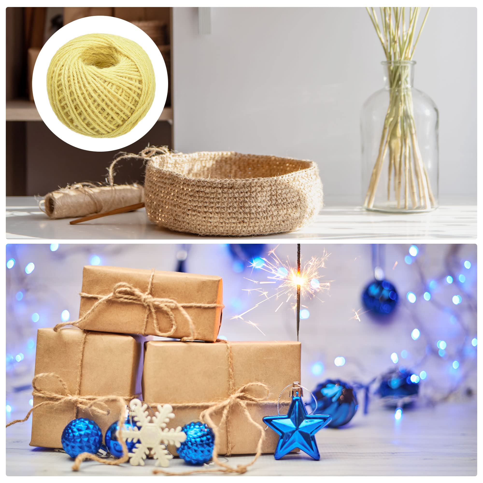 sourcing map Ficelle de jute naturelle de 2 mm pour loisirs créatifs, jardinage, regroupement, décoration de la maison - Vert clair - 50 m