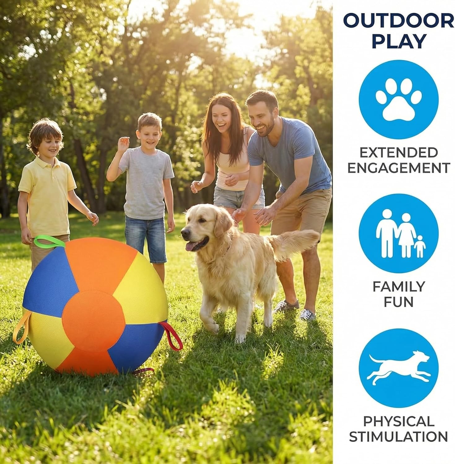 10/18/22" Herding Ball for Dogs & Horses - Tear-Resistant Inflatable Toy with Heavy-Duty Handle Cover & Pump - Durable Exercise Ball for Large Pets (Medium)