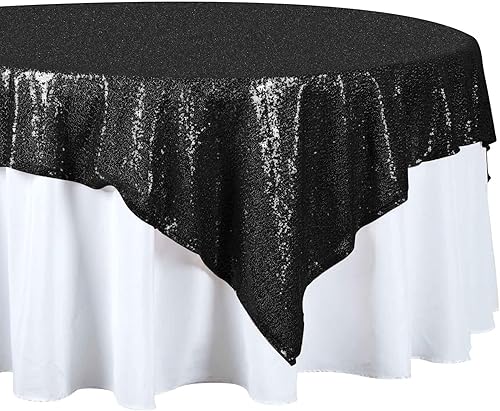 Efavormart - Mantel cuadrado de lentejuelas de lujo, 71.7 x 72.0in, color azul polvoriento, mantel cuadrado para bodas, fiestas, eventos, banquetes