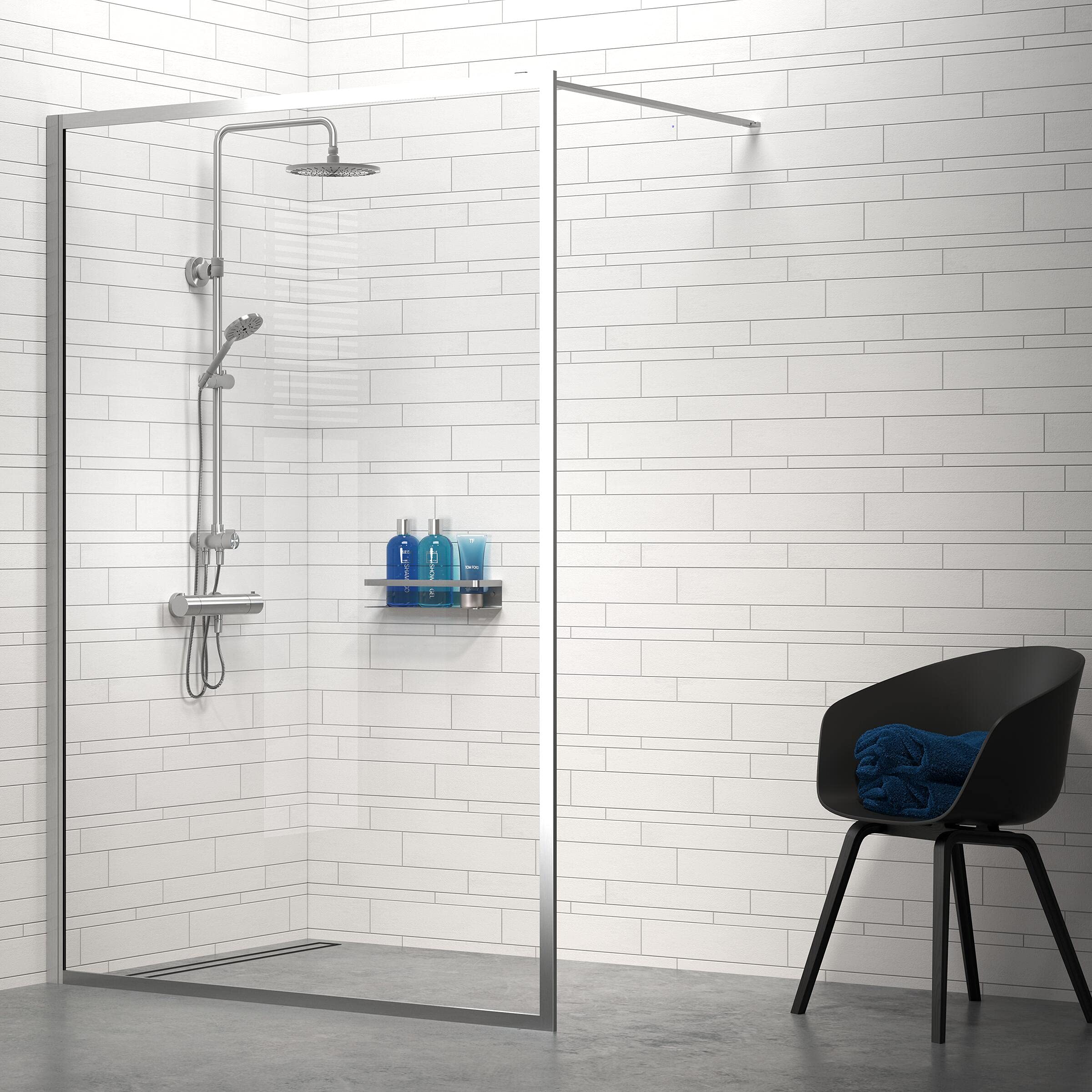 TIGER Caddy Cestello Doccia/Porta Salviette, Acciaio Inox Spazzolato, 35 cm