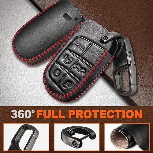Miniatura 4 de Slohif Accesorios para llavero Jeep Grand Cherokee Renegade Chrysler 200 300 Dodge RAM Durango Charger Challenger Journey Dart Fiat 5 botones funda