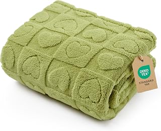 Bedsure Dog Blanket for Small Dogs Puppy and Cats, Soft Fleece, 25x35 Green | 300GSM Fuzzy Jacquard Doggy Kitten Blanket Washable for Crate Cage, Pet Bed, Indoor Cats, Puppy Essentials, Cute Dog Gift