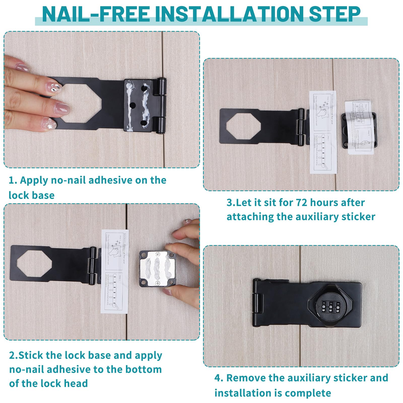 1 pieza Cerradura mecánica con combinación de 4. 5in cerraduras de hasp contraseña Cerradura de combinación de 3 dígitos con tornillo Cerradura de seguridad para puertas, cajones, Negro