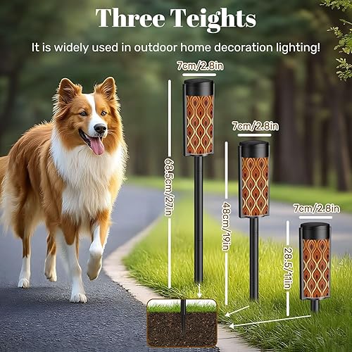 Miniatura 5 de Paquete de 4 luces solares decorativas para exteriores, impermeables, LED, luces solares para caminos, retro de los años 70, material sin costuras,