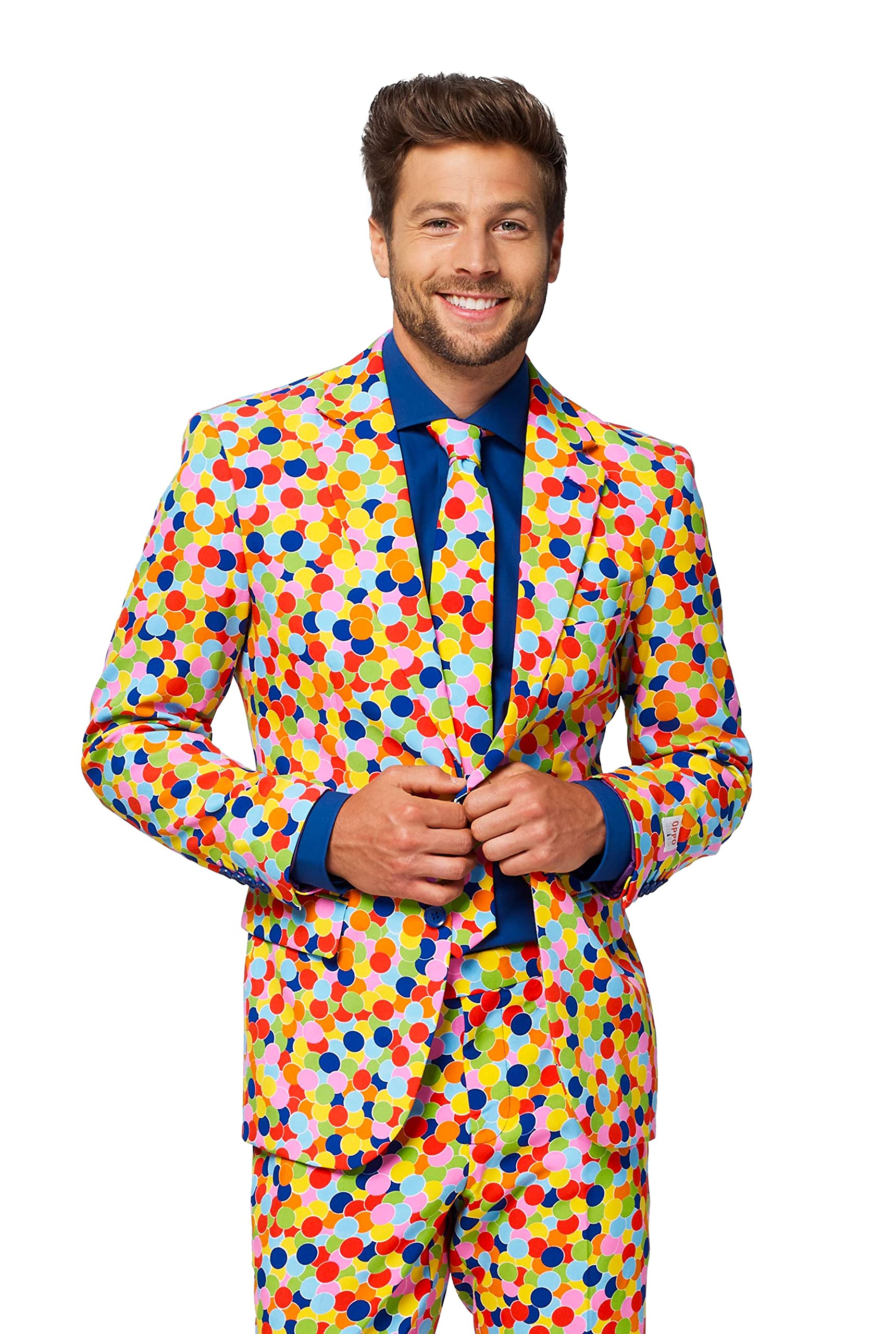 OppoSuits Karnevalskostüme Herren festlichem Druck Anzug mit Krawatte