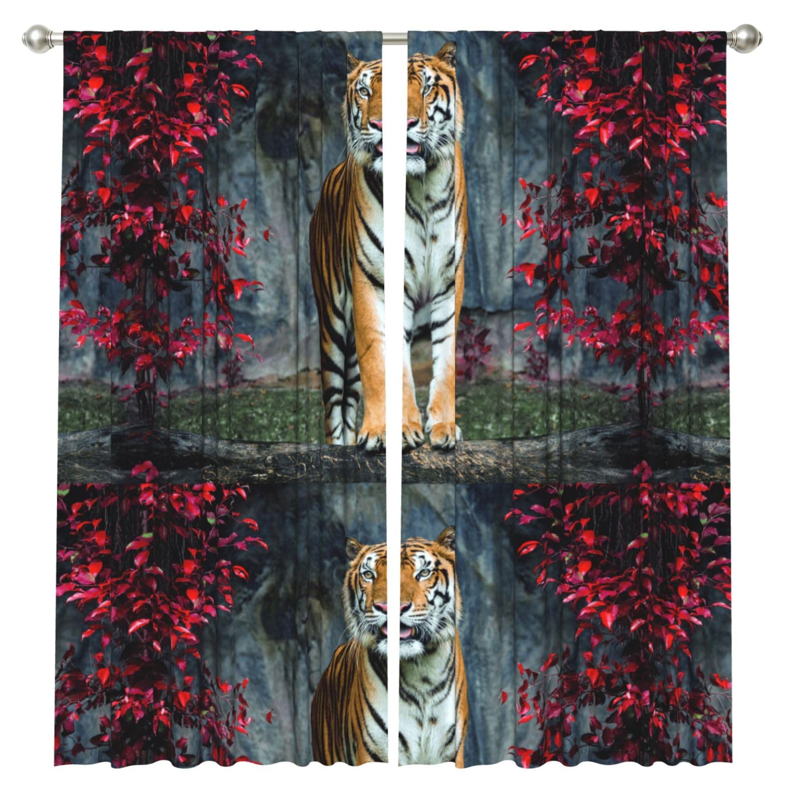 InOmak The Tiger, 2 Panels Window Curtains 52 x 84 Inch Blackout Curtains for Living Room Bedroom